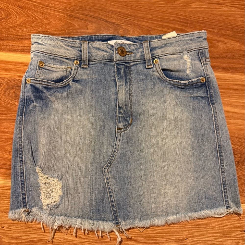 STS Blue Light Wash Frayed Denim Mini Skirt
